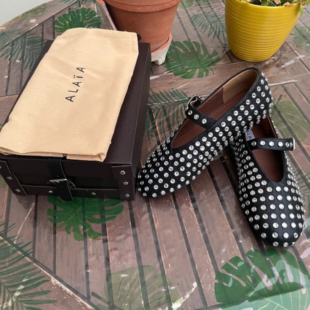 Alaia Black Studded Loafer Flats
